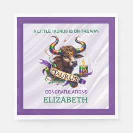Servilleta De Papel Ducha de bebé del zodiaco Tauro Lavanda y Verde