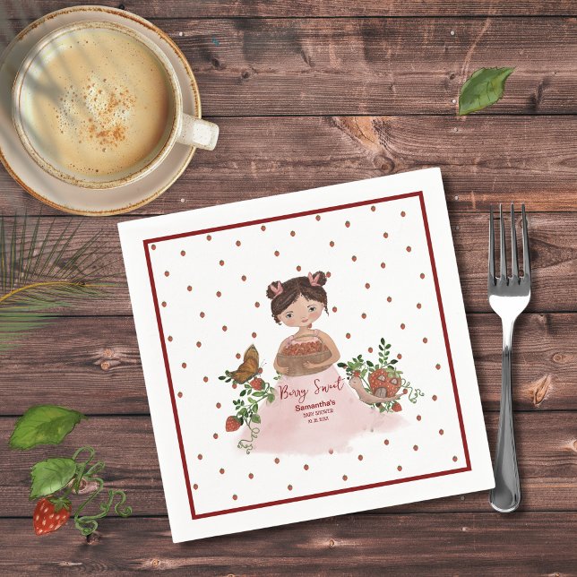 Servilleta De Papel Ducha de bebé 'Dulce de Frutas' Personalizada (Personalized Berry Swee Baby Shower Napkins)