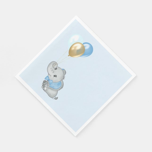 Servilleta De Papel Ducha de bebé Elefante Azul (Esquina)