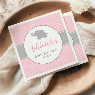 Servilleta De Papel Ducha de Bebé Elefante Rosa Gris Lunares Niña