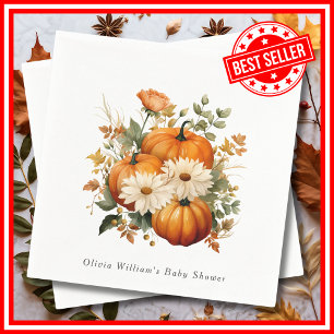 Servilleta De Papel Ducha de bebé Elegante Floral de Otoño Calabacita