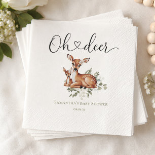 Servilleta De Papel Ducha de bebé floral acuarela Oh ciervo