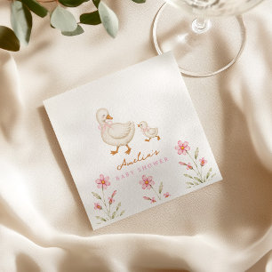 Servilleta De Papel Ducha de bebé floral acuarela rosa ganso tonto
