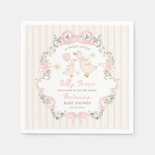Servilleta De Papel Ducha de Bebé Floral con Lazo de Ganso Tonto Rosa