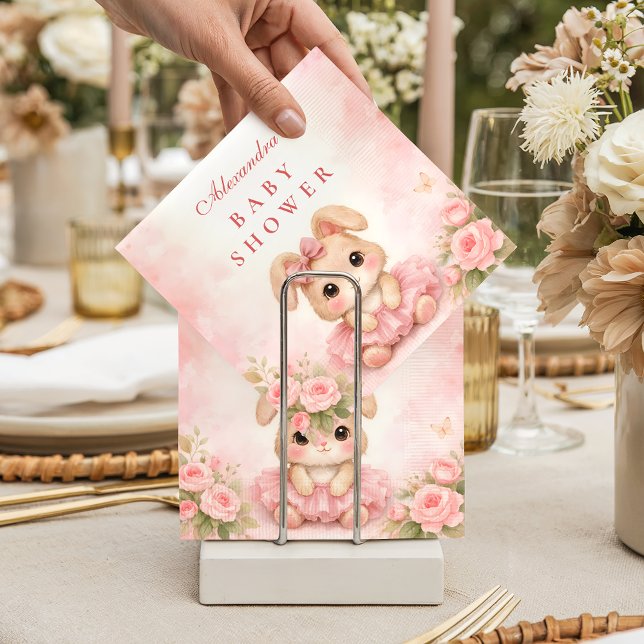 Servilleta De Papel Ducha de Bebé Floral de Conejito Rosa (Subido por el creador)