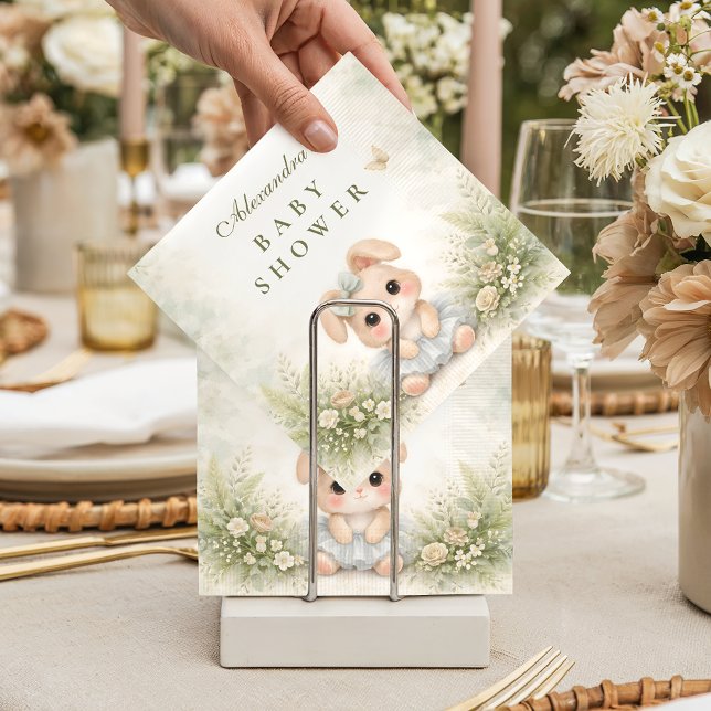 Servilleta De Papel Ducha de Bebé Floral de Conejo Verde Salvia (Subido por el creador)