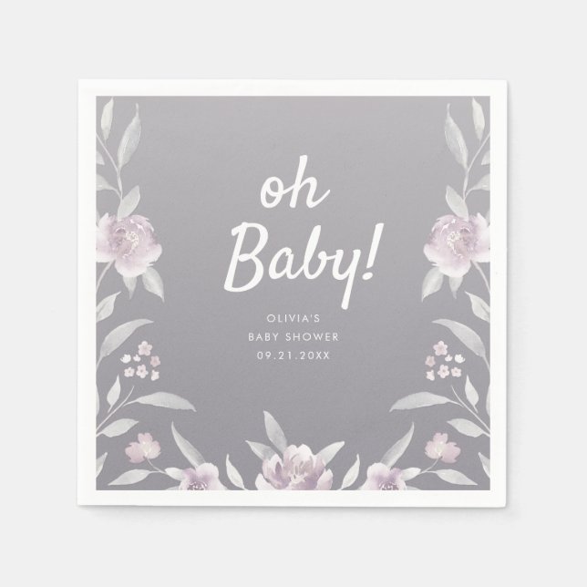 Servilleta De Papel Ducha de bebé florida Chinoiserie azul personaliza (Anverso)