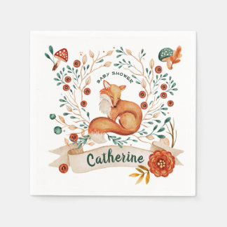 Servilleta De Papel Ducha de bebé florida de zorro lindo
