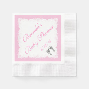 Servilleta De Papel Ducha de Bebé, Huellas de Bebé, Rosa Blanco