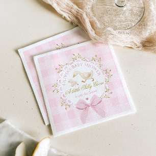 Servilleta De Papel Ducha de Bebé Lazo de Gingham Rosa Silly Goose
