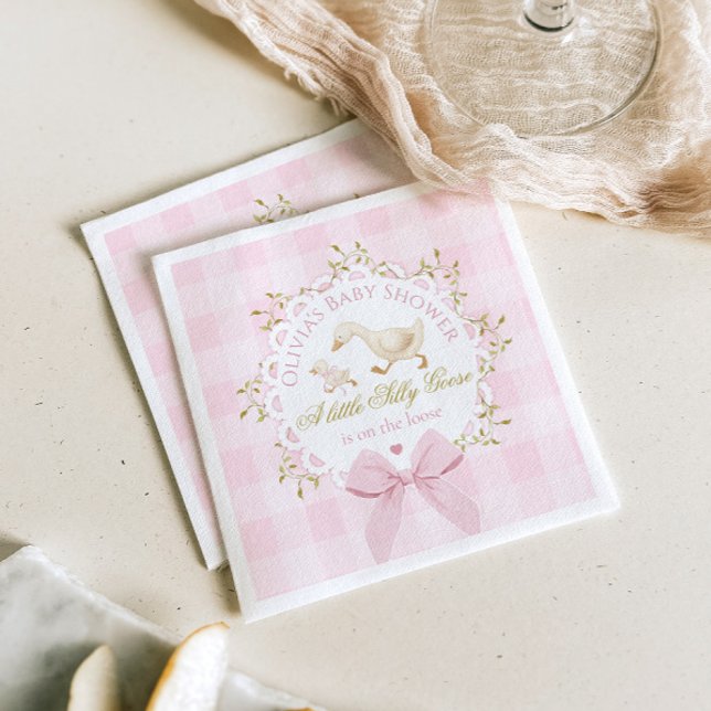 Servilleta De Papel Ducha de Bebé Lazo de Gingham Rosa Silly Goose (Subido por el creador)