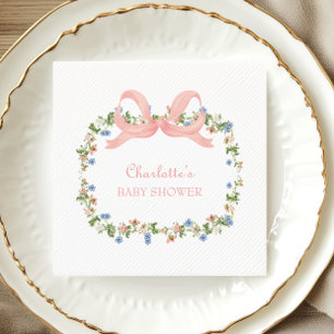 Servilleta De Papel Ducha de Bebé Lazo Rosa Flor Silvestre