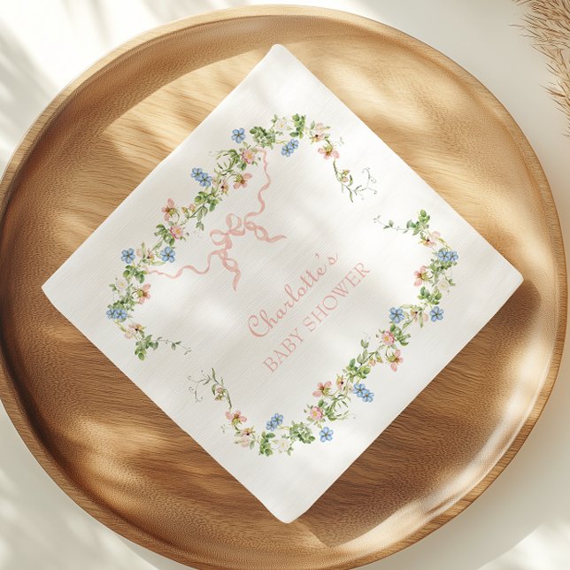 Servilleta De Papel Ducha de Bebé Lazo Rosa Flor Silvestre (Subido por el creador)