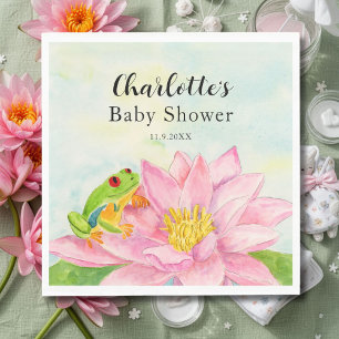 Servilleta De Papel Ducha de Bebé Lirios de Agua Rosa y Rana Arbórea