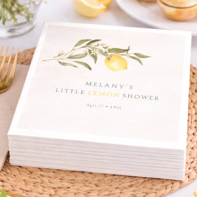 Servilleta De Papel Ducha de Bebé Little Lemon Citrus (Little Lemon Citrus Baby Shower Napkins)