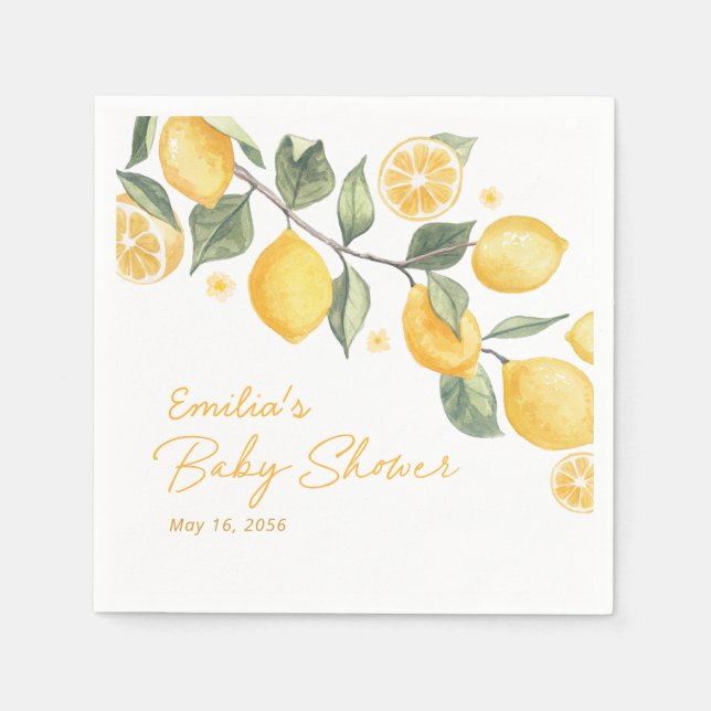 Servilleta De Papel Ducha de Bebé Little Lemon Citrus Personalizada (Anverso)