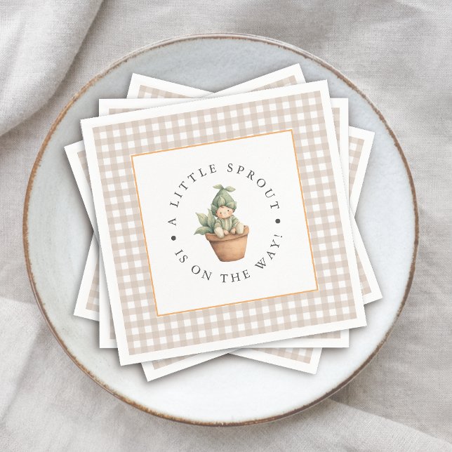Servilleta De Papel Ducha de bebé Little Sprout Neutral Beige Gingham (Subido por el creador)