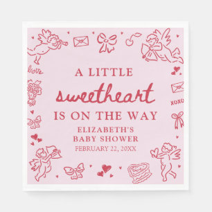 Servilleta De Papel Ducha de bebé Little Sweetheat dibujada a mano par