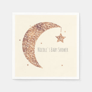 Servilleta De Papel Ducha de bebé Luna y Estrellas Crema Bronce