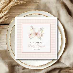 Servilleta De Papel Ducha de Bebé Mariposa Rosa Cuadros Floral Niña