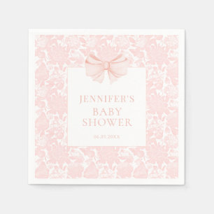 Servilleta De Papel Ducha de bebé niña boho floral con lazo rosa paste
