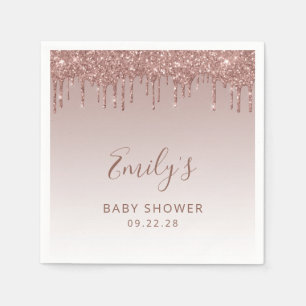 Servilleta De Papel Ducha de Bebé Niña Drip Glitter Rosa Dorado