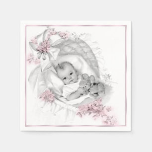 Servilleta De Papel Ducha de bebé niña encuna antigua