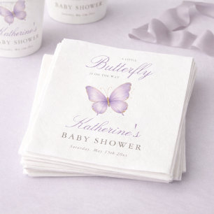 Servilleta De Papel Ducha de Bebé Niña Mariposa Pequeña Morada Elegant