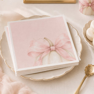 Servilleta De Papel Ducha de bebé niña otoño lazo rosa calabaza acuare