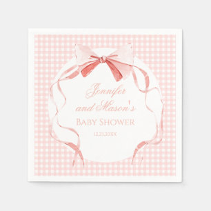Servilleta De Papel Ducha de bebé niña preppy con lazo de cinta rosa