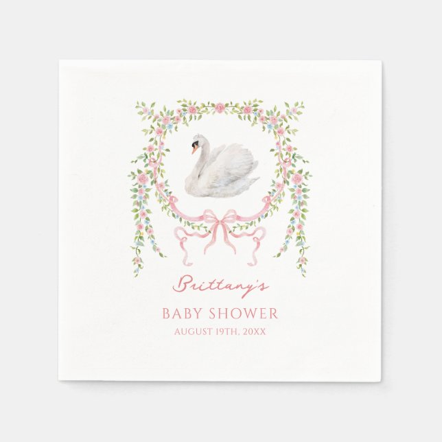 Servilleta De Papel Ducha de Bebé Niña Princesa Cisne (Anverso)