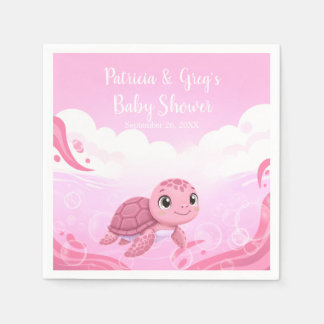 Servilleta De Papel Ducha de Bebé Niña Tortuga Marina Rosa Adorable