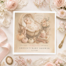 Ducha de bebé niña vintage de otoño con especias d