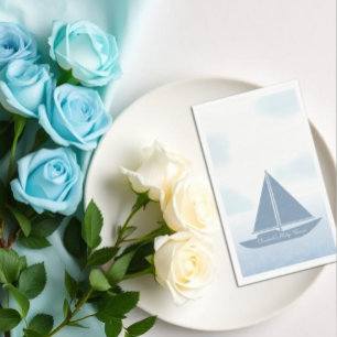 Servilleta De Papel Ducha de bebé niño acuarela azul barco de vela