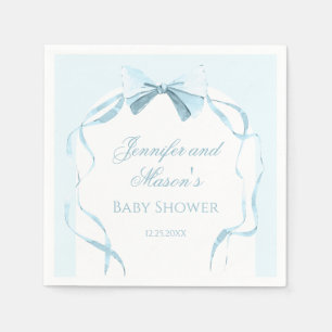 Servilleta De Papel Ducha de bebé niño con cinta de lazo azul adorable