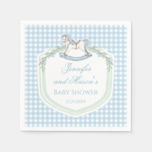 Servilleta De Papel Ducha de bebé niño cresta de gingham caballo de ma