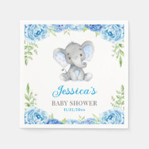 Ducha de bebé niño elefante azul pequeño maní fies