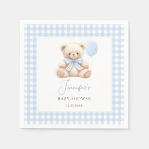 Servilleta De Papel Ducha de bebé niño globo lazo osito de peluche azu