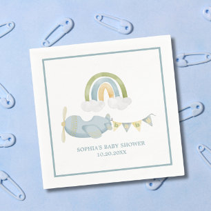 Servilleta De Papel Ducha de Bebé Niño Lluvia de Nubes Avión Antiguo 