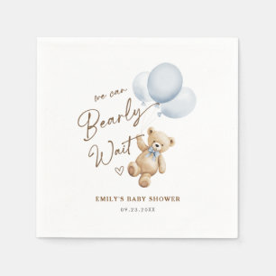 Servilleta De Papel Ducha de bebé niño Oso de peluche Azul Blanco