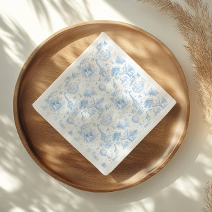 Servilleta De Papel Ducha de Bebé Niño Safari Azul Toile De Jouy