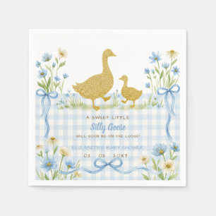Servilleta De Papel Ducha de Bebé Niño Silly Goose Floral con Lazo Azu