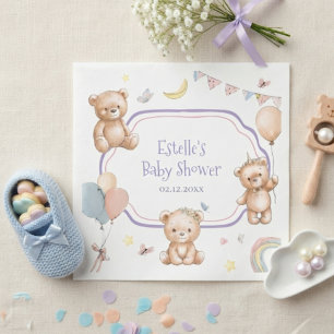 Servilleta De Papel Ducha de Bebé Osito de Acuarela Lindo Estrellas Lu