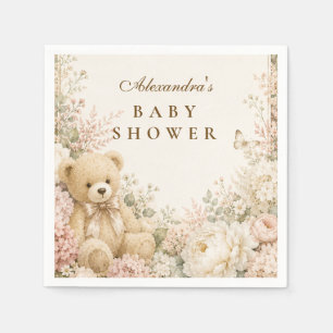 Servilleta De Papel Ducha de Bebé Oso de Peluche Floral Botánico