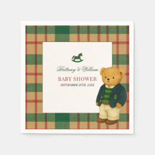 Servilleta De Papel Ducha de Bebé Oso Plaid de Navidad Preppy 
