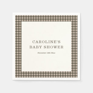 Servilleta De Papel Ducha de bebé personalizada a cuadros Gingham marr