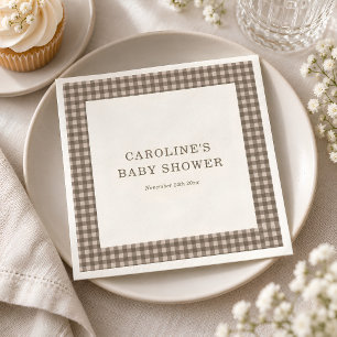 Servilleta De Papel Ducha de bebé personalizada a cuadros Gingham marr