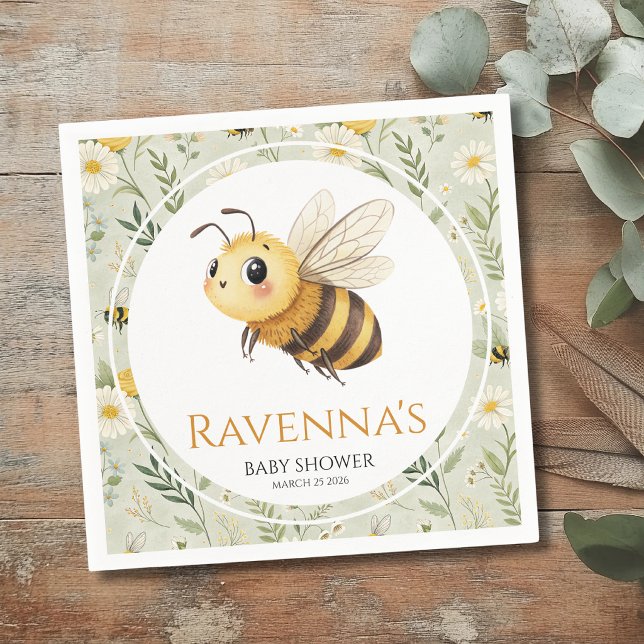 Servilleta De Papel Ducha de Bebé Personalizada Abeja Flor Silvestre V (Subido por el creador)
