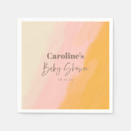 Servilleta De Papel Ducha de Bebé Personalizada Boho Rosa Amarillo Let