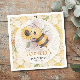 Servilleta De Papel Ducha de bebé personalizada con abeja floral en pa